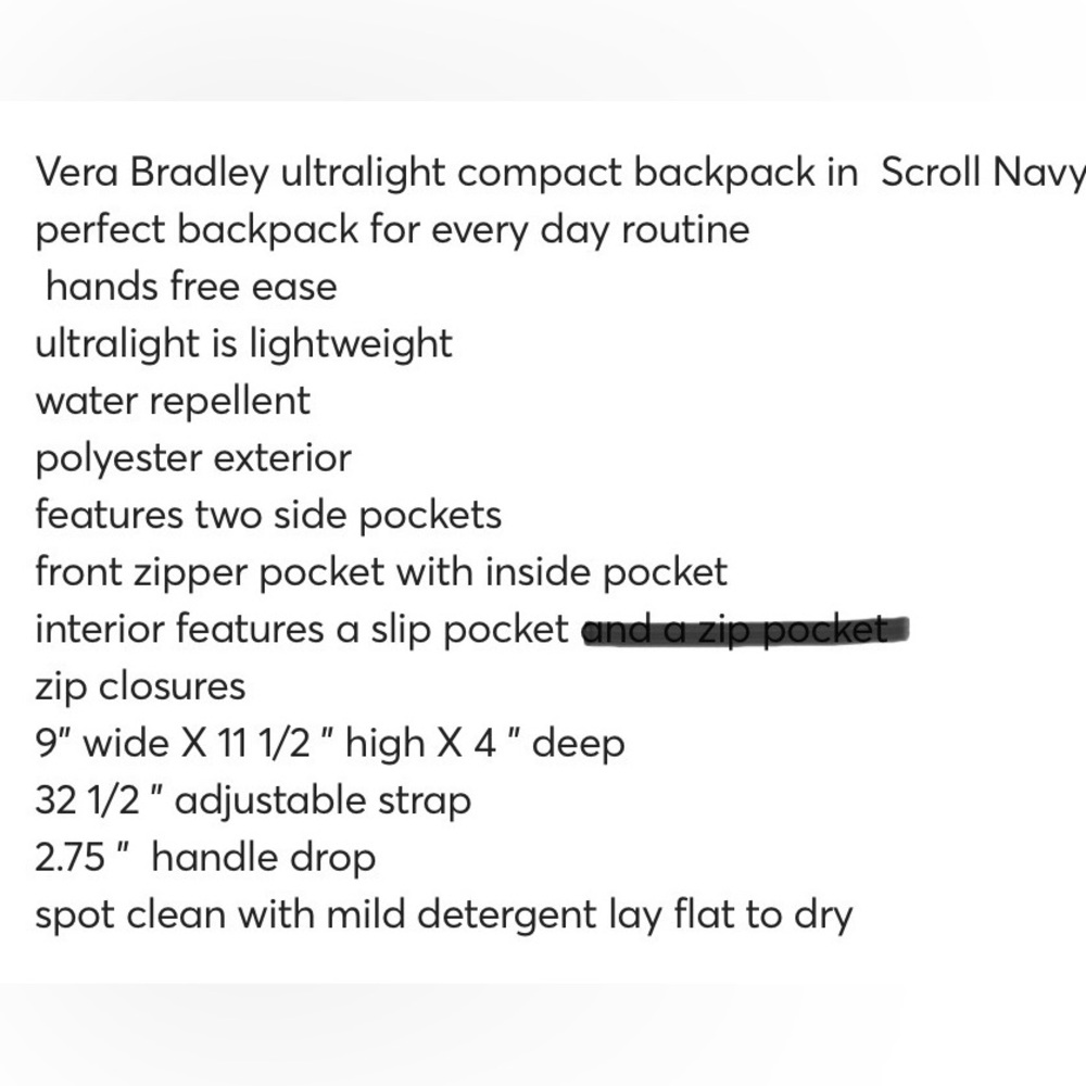 🌸Vera Bradley Ultralight Essential Compact Backpack - Picture 9 of 15